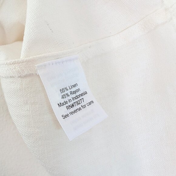 NWT Lauren Conrad Ivory Linen Blend Puff Sleeve V-Neck Top XS Vanilla Girl - Picture 9 of 11